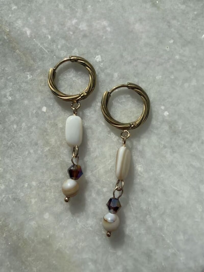 Golden Pearl Hoops